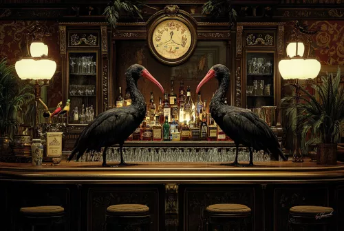 Birds on the Bar 120x80cm