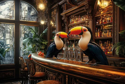Toucans on the Bar 120x80cm