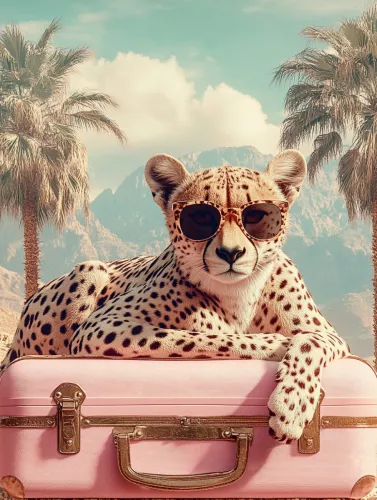 Panther with Pink Trunk 80x120cm Panther with Pink Trunk 80x120cm