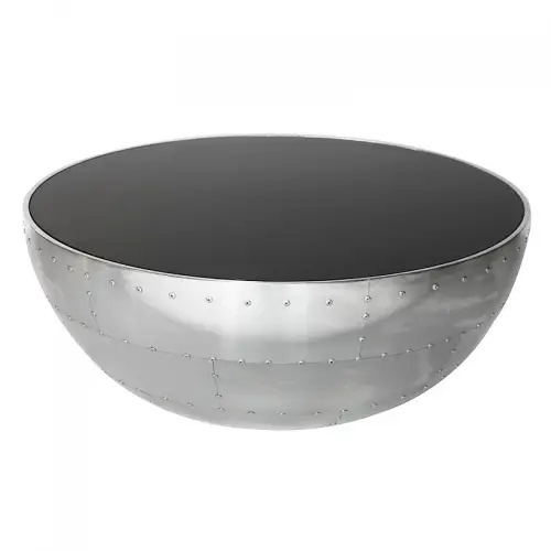 By Kohler Coffee Table Braden 82x82x34cm silver black top (115083) (115083)