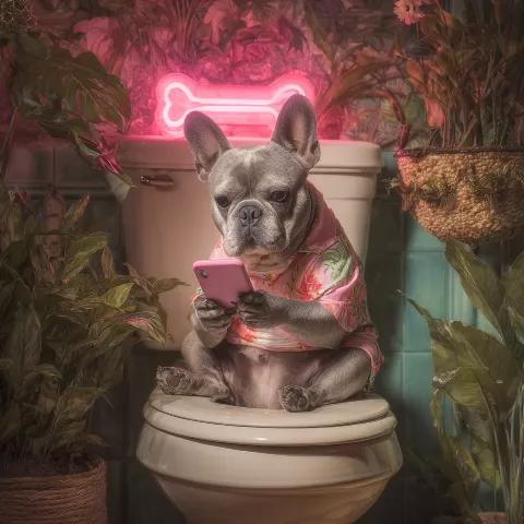 Dog on Toilett  80x80cm