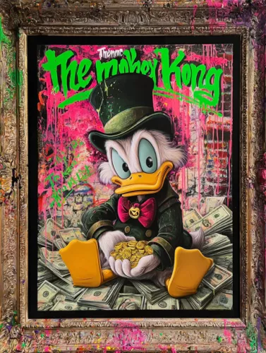 Duck on banknotes  60x80cm
