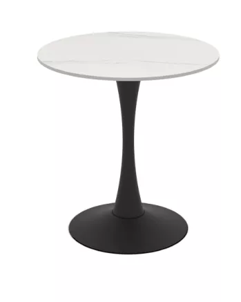 Hikme Ceramic Dining Table Ø70cm (Calacatta & Black)