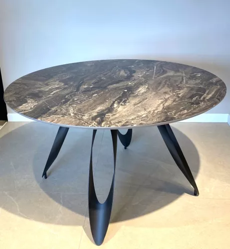 Galaxy Fixed Dining Table Ø130cm (Cosmos High Gloss & Black)
