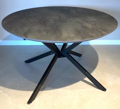 Dobok Ext. Dining Table Ø126cm(160x126cm) (Irony Super Matt & Black)