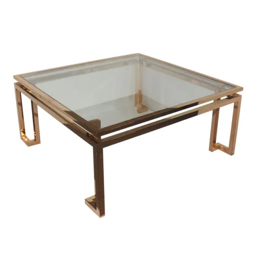 Coffee Table Alvin 100x100x45cm with Black Glass
