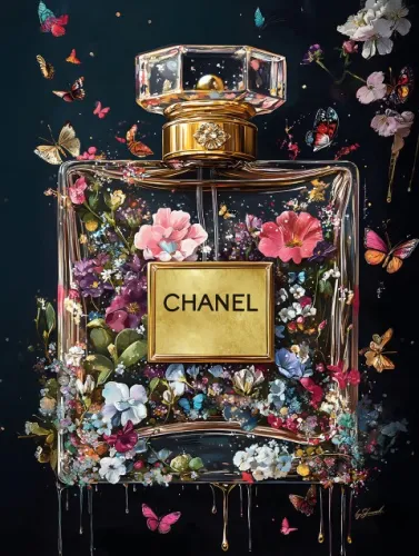 bottle with flowers 120x80cm