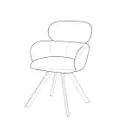Sane Chair  (Cremona 02 & Swivel Conic KD - Black)