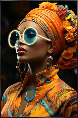 Woman with yellow Glasses LED 80x120cm