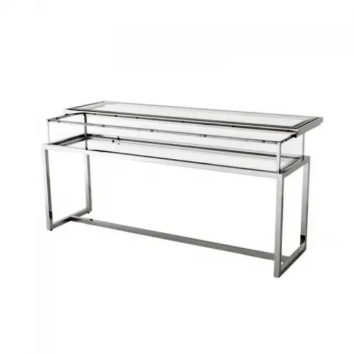 By Kohler Console Table Prescott sliding top silver Clear Glass (115475) (115475)