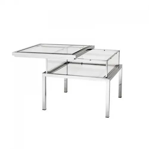 Side Table Braydon open slide silver Clear Glass