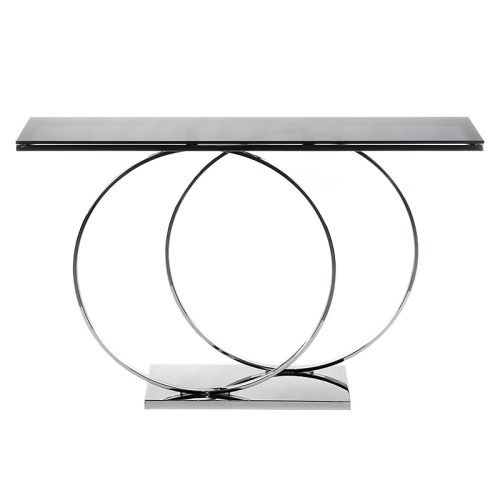 By Kohler Console Table Ridley 150x36x91cm silver Black Glass (115477) (115477)