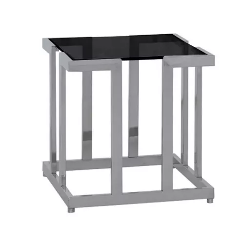 Side Table Leandro 60x60x55cm silver Black Glass
