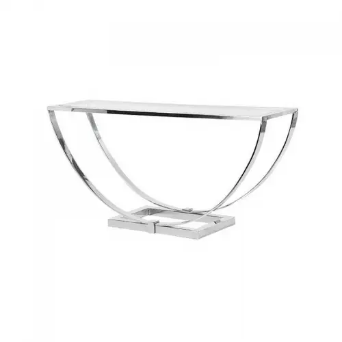 By Kohler Console Table Rutherford 160x40x75cm silver Clear Glass (115479)