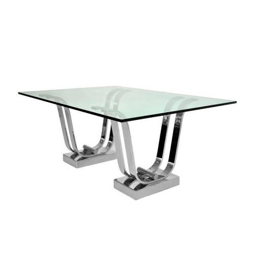 By Kohler Dining Table Cairo 220x120x75cm silver Clear Glass (115490) (115490)