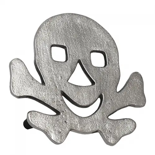 Trivet Skull & Bones 17x17x5cm silver raw