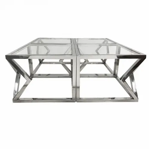 By Kohler Coffee Table Elton 112x112x43cm silver Clear Glass (109563) (109563)