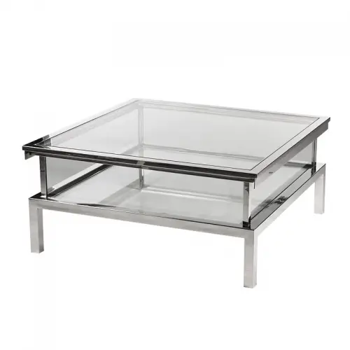 By Kohler Coffee Table Farley 100x100x40cm sliding silver Glass (109561) (109561)