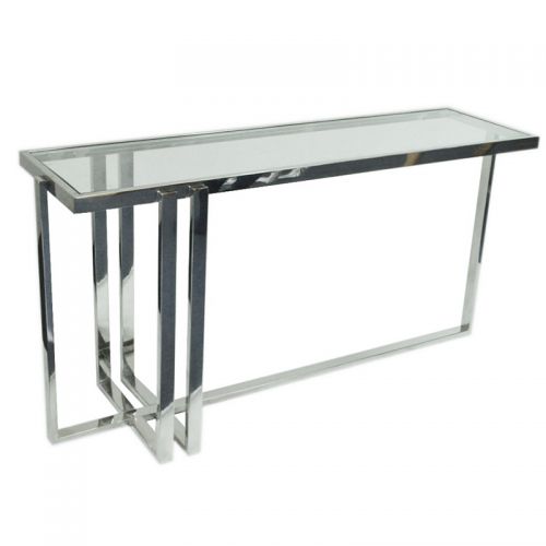 By Kohler Console Table Tenley SALE  148x42x76cm silver Clear Glass (108814) (108814)