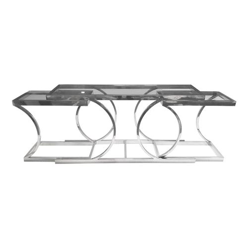 By Kohler Console Table Appleton 150x43x75cm silver Clear Glass (107815) (107815)