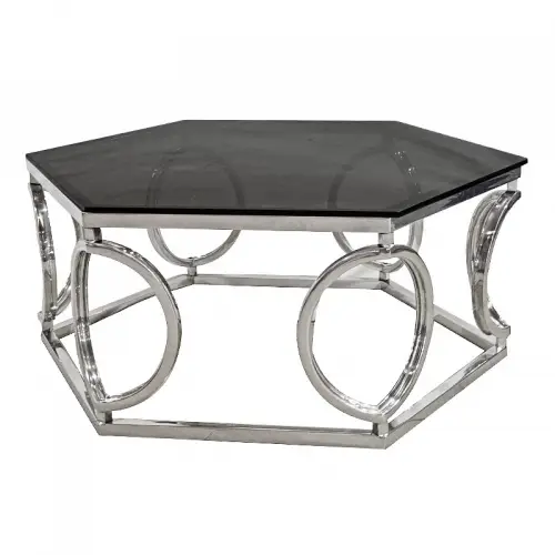 By Kohler Coffee Table 99x99x40cm With Black Glass (105257)
