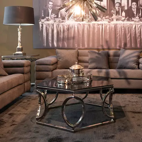 By Kohler Coffee Table 99x99x40cm With Black Glass (105257)