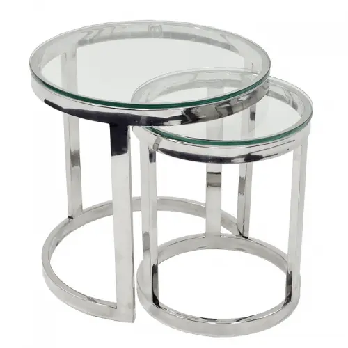Side Table Set Haley 55x55x55cm With Clear Glass
