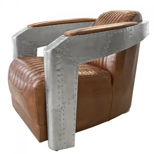 By Kohler Airplane Arm Chair leather aviator style (102305) (102305)