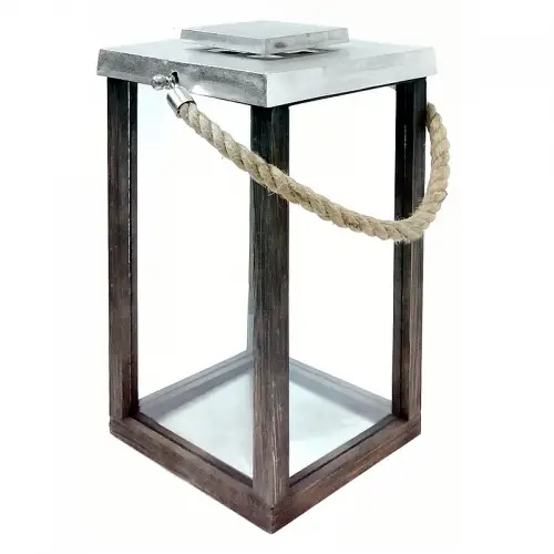 By Kohler Lantern 25.5x25.5x46cm with rope silver (111657) (111657)