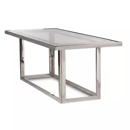 Table Brandfort 220x90x77cm SILVER  Clear Glass
