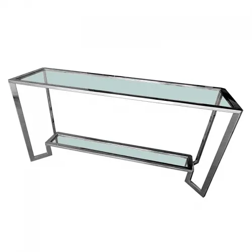 Wall Table Terrance 160x45x78cm Clear Glass silver