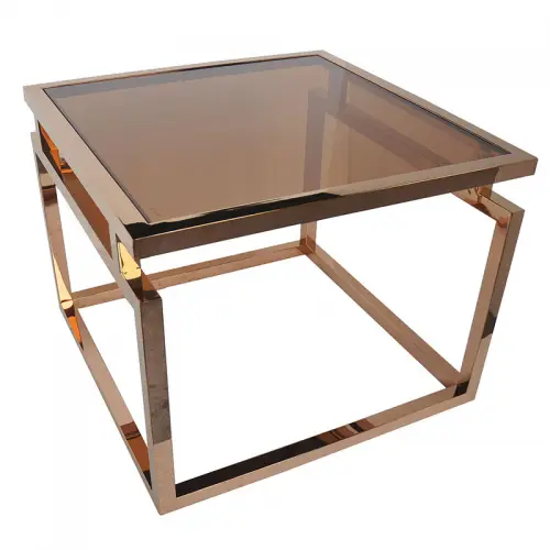 Coffee Table Stapleton 65x65x50cm gold Smoked Glass