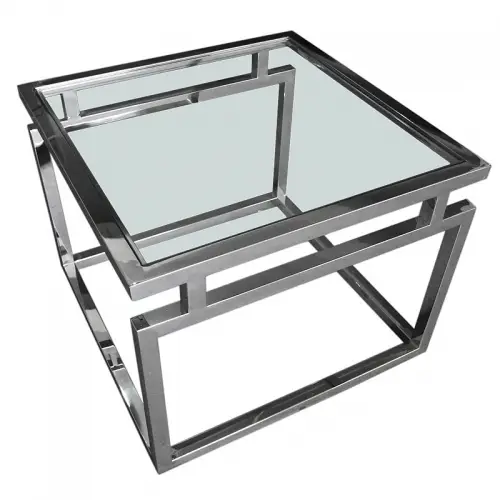 Coffee Table Sydney 65x65x50cm silver Clear Glass