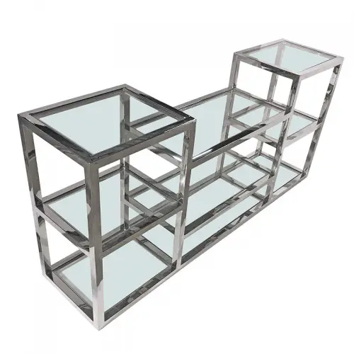 Wall Table Harlan 160x38x75cm Clear Glass silver