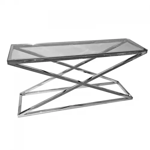 Table Harper 150x40x74cm Clear Glass silver