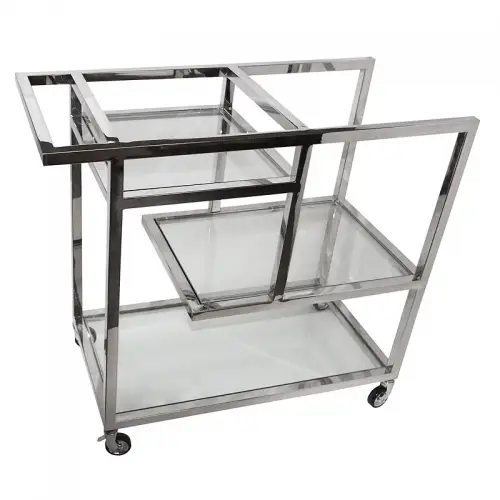 By Kohler Bar Trolley Terrence 89x42x80cm silver Clear Glass (110811)