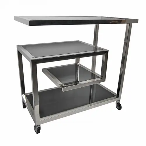 Bar Trolley Wesson 83x42x78cm silver Black Glass Bar Trolley Wesson 83x42x78cm silver Black Glass