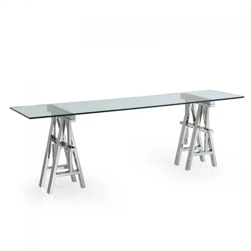 Table Colson 200x50x66/75.5cm SILVER Clear Glass