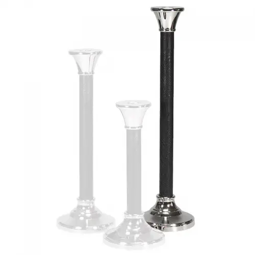 By Kohler Candle Holder Carlow 12x12x43cm Large silver and black (112676)