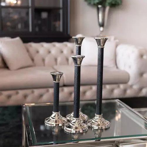 By Kohler Candle Holder Carlow 12x12x43cm Large silver and black (112676)