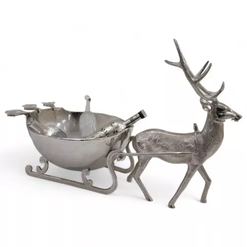 Reindeer with Wine Cooler on Sleigh 82x41x57cm