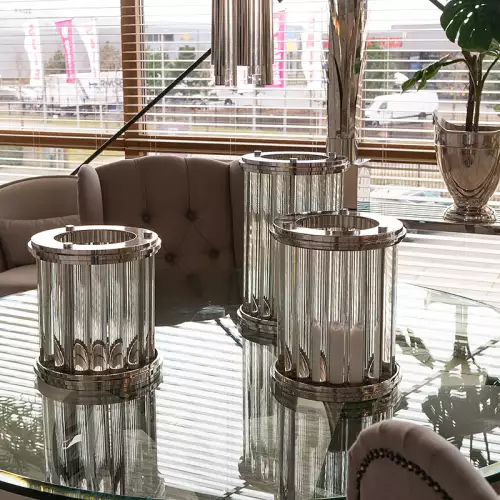 By Kohler Hurricane Light 27x27x28cm Art Deco Small silver glas (110719)