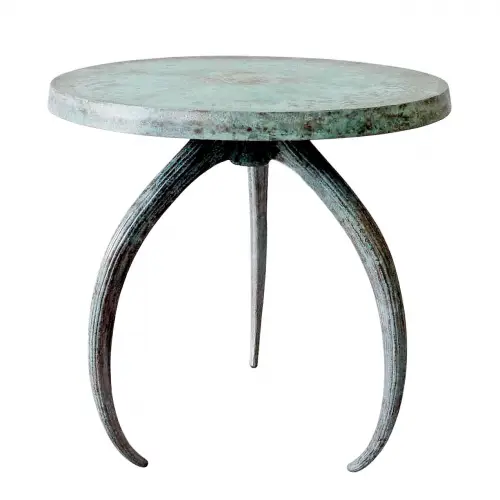 side Table Dario bull horns turquoise color