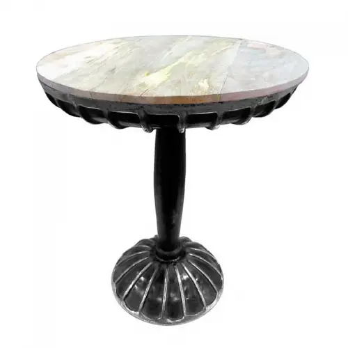 Round black Table Konnor With Mango Wood top