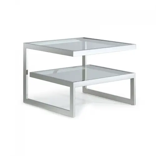 Side Table Ayan  Clear Glass silver