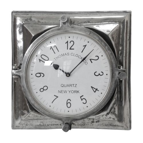 Wall Clock Juniper 40x9x41cm vintage raw silver