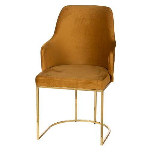 Berlin dining chair golden leg velvet orange