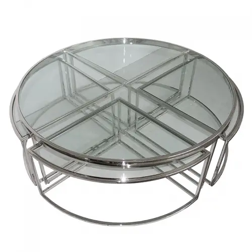 Table Dominic 120x120x40,5cm silver / clear Glass