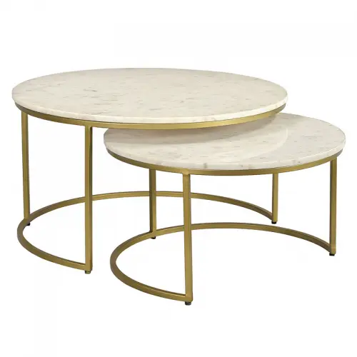 By Kohler Coffee Table Ashley 77x77x42cm Stone Top (Set of 2) (114329) (114329)