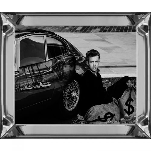 By Kohler James Dean the Rebel with Car B&W 60x80x4.5cm (114459) (114459)